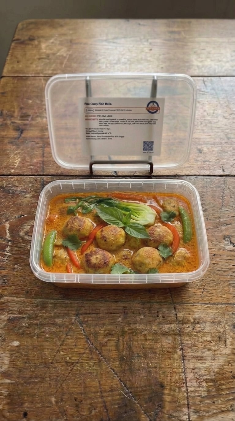 Lemongrass-Infused Red Curry with Pan-Seared Fish Balls & Garden Aromatics packaging