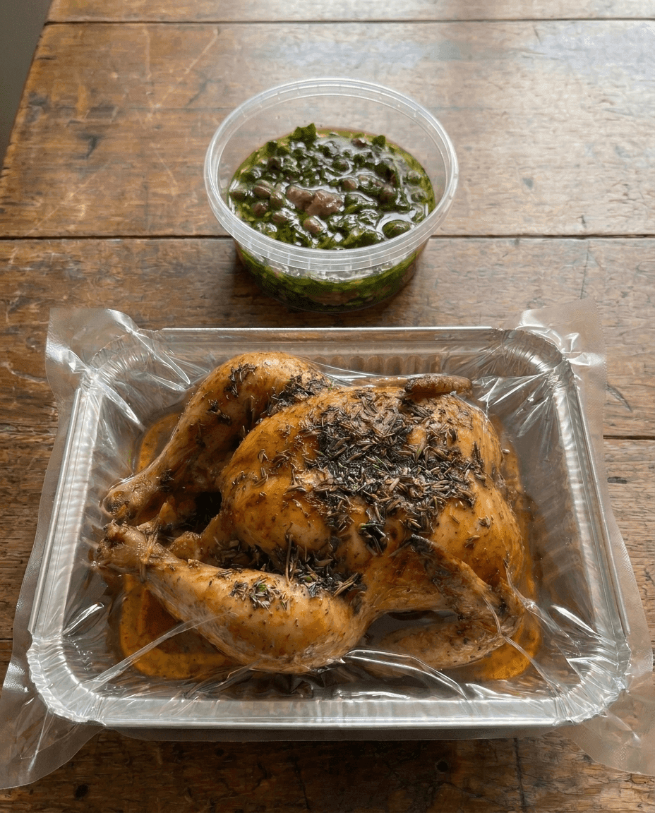 Green Egg Roasted Herbal Chicken with European Salsa Verde packaging